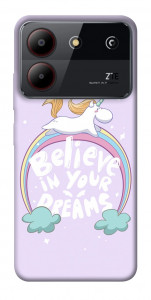 Чохол Believe in your dreams unicorn для ZTE Blade A54 4G