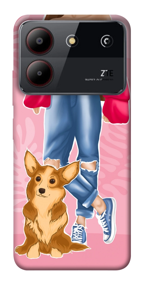 Чохол Girl and corgi для ZTE Blade A54 4G