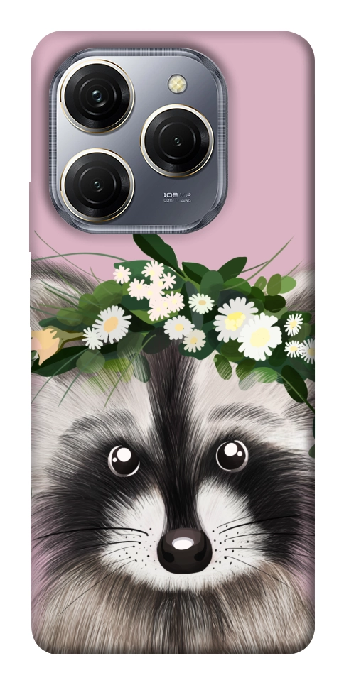 Чохол Raccoon in flowers для TECNO Spark 20 Pro