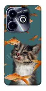 Чехол Cat with fish для Infinix Hot 40i