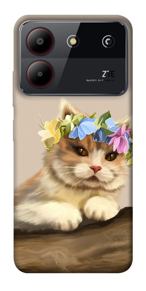 Чохол Cat in flowers для ZTE Blade A54 4G