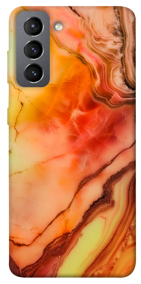 Чехол Красный коралл мрамор для Galaxy S21 FE
