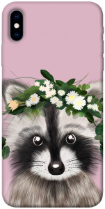 Чехол Raccoon in flowers для iPhone X