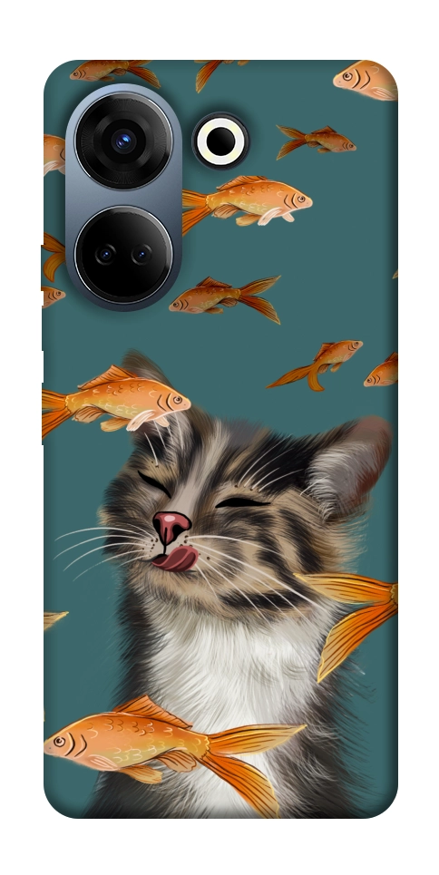 Чохол Cat with fish для TECNO Camon 20 Pro (CK7n)