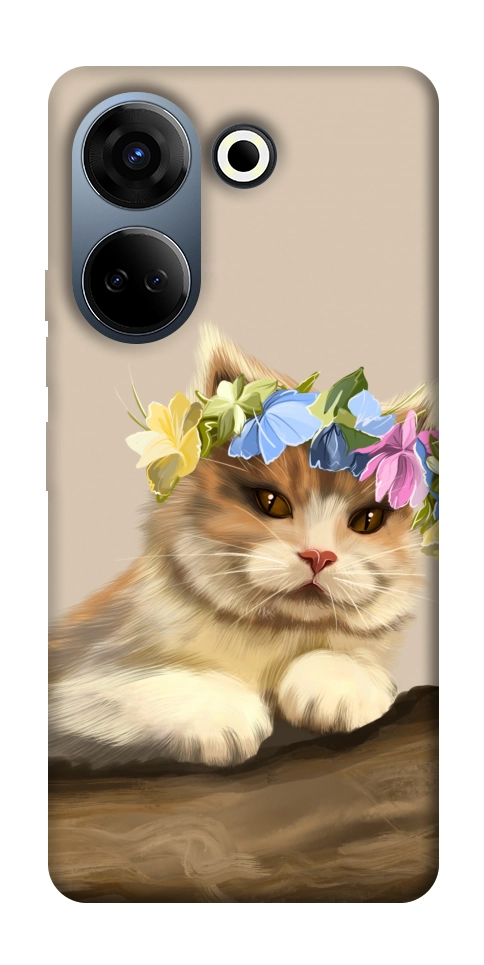 Чехол Cat in flowers для TECNO Camon 20 Pro (CK7n)