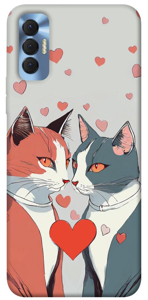 Чохол Коти та серце для TECNO Spark 8P