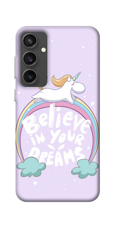 Чохол Believe in your dreams unicorn для Galaxy S24 FE