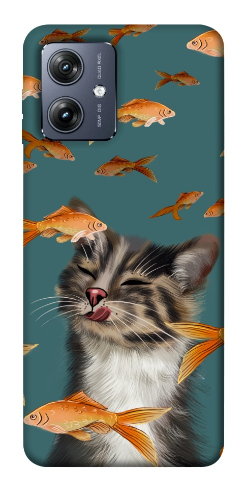 Чехол Cat with fish для Motorola Moto G54