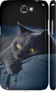 Чехол на Samsung Galaxy Note 2 N7100 Дымчатый кот 825m-17 (Серый)
