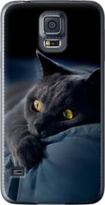 Чехол на Samsung Galaxy S5 Duos SM G900FD Дымчатый кот 825u-62 (Серый)