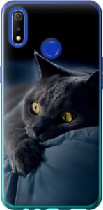 Чехол на Realme 3 Димчастий кіт 825u-1869 (Сірий)