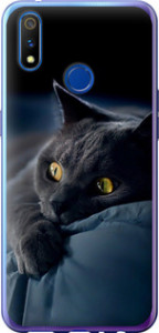Чехол на Realme 3 Pro Дымчатый кот 825u-1863 (Серый)