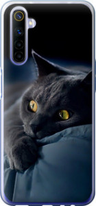 Чехол на Realme 6 Дымчатый кот 825t-1913 (Серый)
