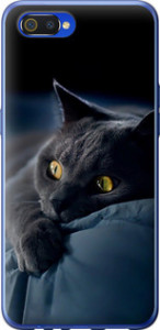 Чехол на Realme C2 Дымчатый кот 825u-1852 (Серый)