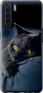 Чехол на Oppo A91 Дымчатый кот 825t-1884 (Серый)
