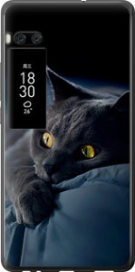 Чехол на Meizu Pro 7 Plus Дымчатый кот 825u-1131 (Серый)