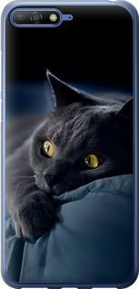 Чехол на Huawei Y6 2018 Дымчатый кот 825t-1637 (Серый)