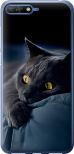 Чехол на Huawei Y6 2018 Дымчатый кот 825t-1637 (Серый)