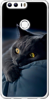 Чехол на Huawei Honor 8 Дымчатый кот 825u-351 (Серый)