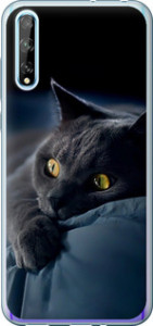 Чехол на Huawei P Smart S Дымчатый кот 825u-1813 (Серый)