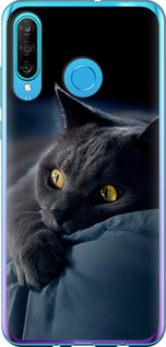 Чохол на Huawei P30 Lite Димчастий кіт 825t-1651 (Сірий)