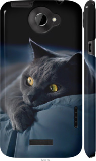 Чехол на HTC One X Дымчатый кот 825c-42 (Серый)