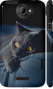 Чехол на HTC One X Дымчатый кот 825c-42 (Серый)