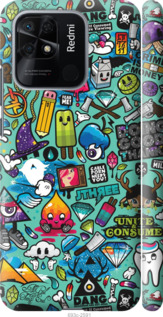 Чохол на Xiaomi Redmi 10C Стікери бомбінг 1 693m-2591 (Зелений)