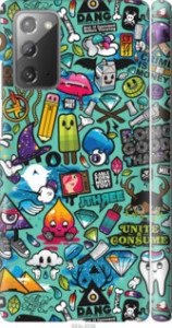 Чохол на Samsung Galaxy Note 20 Стікери бомбінг 1 693m-2036 (Зелений)