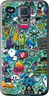 Чехол на Samsung Galaxy S5 Duos SM G900FD Стикер бомбинг 1 693u-62 (Зеленый)