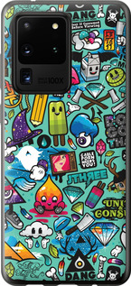 Чехол на Samsung Galaxy S20 Ultra Стикер бомбинг 1 693u-1831 (Зеленый)