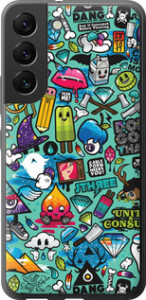 Чехол на Samsung Galaxy S22 Стикер бомбинг 1 693u-2494 (Зеленый)