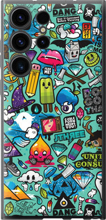 Чехол на Samsung Galaxy S23 Ultra Стикер бомбинг 1 693u-2906 (Зеленый)