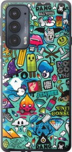 Чехол на Motorola Edge 20 Стикер бомбинг 1 693u-2497 (Зеленый)