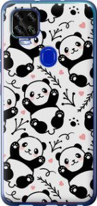 Чехол на ZTE Blade V2020 Панды 4318u-2529 (Белый)