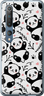 Чехол на Xiaomi Mi 10 Панды 4318t-1860 (Белый)