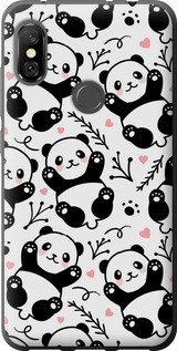 Чехол на Xiaomi Redmi Note 6 Pro Панды 4318u-1551 (Белый)