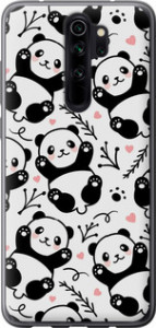 Чехол на Xiaomi Redmi Note 8 Pro Панды 4318u-1783 (Белый)