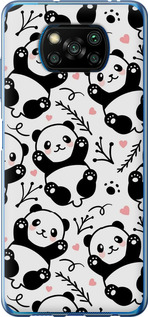 Чехол на Xiaomi Poco X3 Pro Панди 4318t-2938 (Білий)