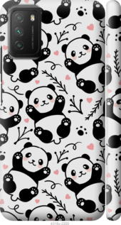 Чехол на Xiaomi Poco M3 Панды 4318m-2200 (Белый)
