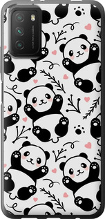 Чехол на Xiaomi Poco M3 Панды 4318u-2200 (Белый)