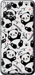 Чехол на Xiaomi Poco M4 Pro Панды 4318u-2592 (Белый)