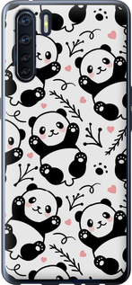 Чехол на Oppo A91 Панды 4318t-1884 (Белый)