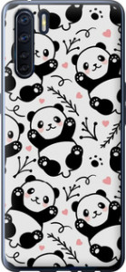 Чехол на Oppo A91 Панды 4318u-1884 (Белый)