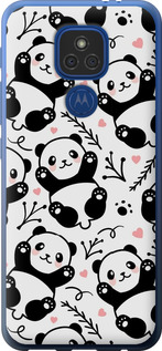 Чехол на Motorola E7 Plus Панды 4318u-2107 (Белый)