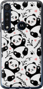 Чехол на Motorola One Macro Панды 4318u-1812 (Белый)