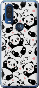 Чехол на Motorola One Vision Панды 4318u-1782 (Белый)
