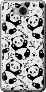 Чехол на Huawei Y5 2017 Панды 4318t-992 (Белый)