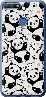 Чехол на Huawei Honor 7C Панды 4318t-1411 (Белый)