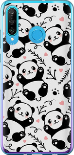 Чохол на Huawei P30 Lite Панди 4318t-1651 (Білий)